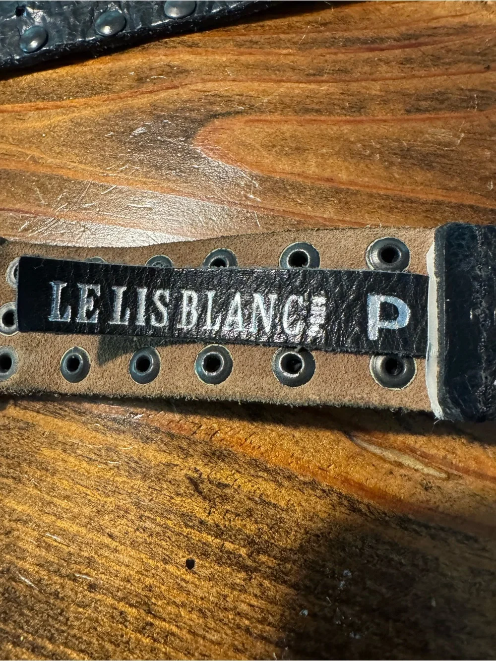 Le Lis Blanc VINTAGE leather & metal belt, Bl  color Rocker style Made in Brazil